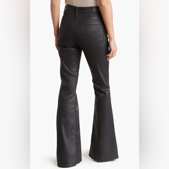 NWT, Quinne High Rise Flare Leg Faux Leather Pants, Black, Size 23 - Picture 2 of 3